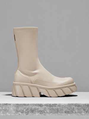 Charles & Keith Aberdeen Side-Zip Plattform Boots Rosa | UQRP68514