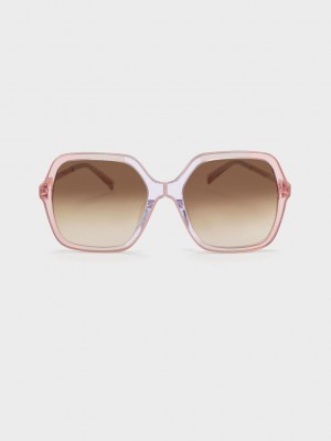 Charles & Keith Acetate Braided Temple Butterfly Sunglasses Rosa | SAEG80461