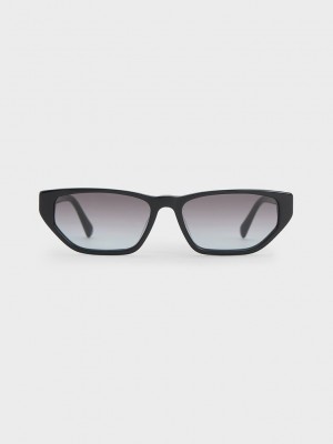 Charles & Keith Acetate Cat-Eye Sunglasses Schwarz | QPRI95240