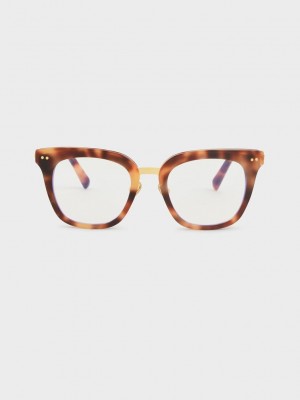 Charles & Keith Acetate Tortoiseshell Square Blue Light Glasses | IDYB74695