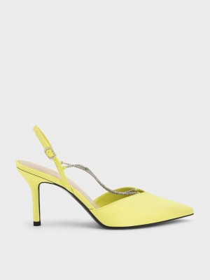 Charles & Keith Adel Recycled Polyester Gem-Riemen Slingback Pumps Hellgrün | RGEH98635