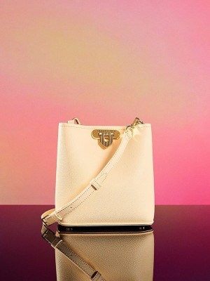Charles & Keith Alcott Bucket Bag Beige | IKWP02964