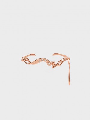 Charles & Keith Allegro Sculptural Cuff Bracelet Rosa Gold | YSDP62891