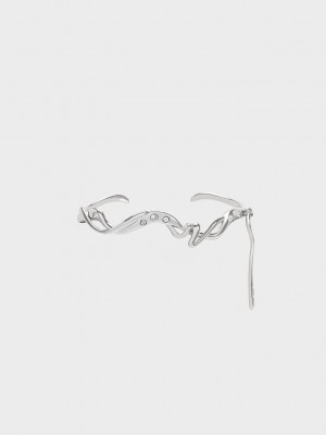 Charles & Keith Allegro Sculptural Cuff Bracelet Silber | MTAL10756