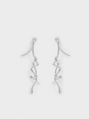 Charles & Keith Allegro Sculptural Drop Earrings Silber | QHLI82549