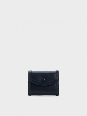 Charles & Keith Alouette Contrast Trim Small Wallet Navy | MWKZ51603