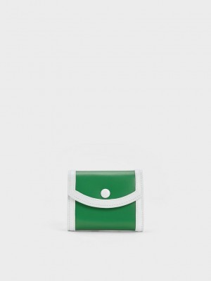 Charles & Keith Alouette Contrast Trim Small Wallet Grün | DQCN36941