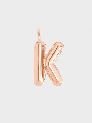 Charles & Keith Alphabet 'K' Charm Rosa Gold | EFVD57610