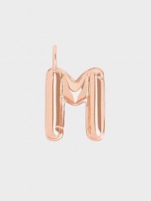 Charles & Keith Alphabet 'M' Charm Rosa Gold | LVJG54637