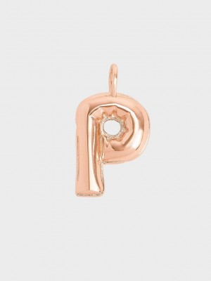 Charles & Keith Alphabet 'P' Charm Rosa Gold | SEJC03547