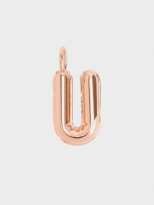Charles & Keith Alphabet 'U' Charm Rosa Gold | ZAUO94301