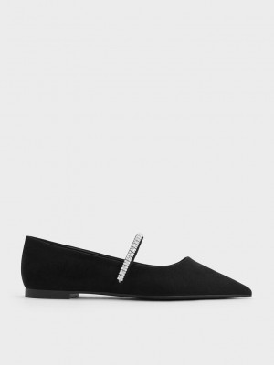 Charles & Keith Ambrosia Gem-Embellished Flats Schwarz | MSIZ27489