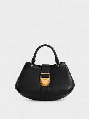 Charles & Keith Amelia Buckled Tote Bag Schwarz | AMIZ76124