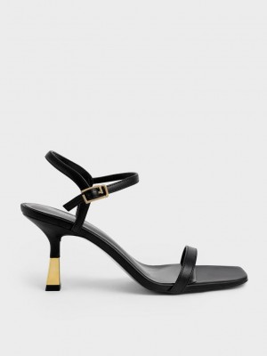 Charles & Keith Ankle-Riemen Absatz Sandals Schwarz | EFHV69451