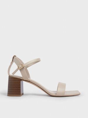 Charles & Keith Ankle Riemen Stacked Heel Sandals Rosa | WKOJ28516