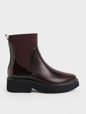 Charles & Keith Ankle Sock Boots Dunkelbraun | AWPI58093