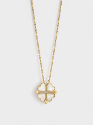 Charles & Keith Annalise Clover Heart Necklace Gold | SVHC14975