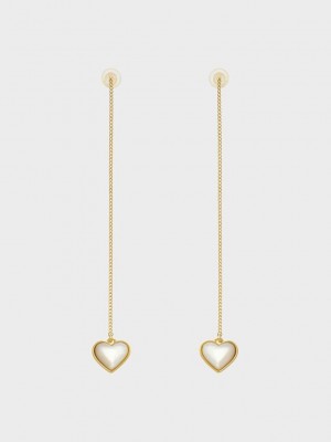 Charles & Keith Annalise Heart Stone Drop Earrings Gold | LODF24018
