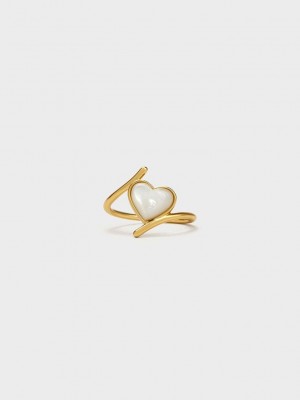 Charles & Keith Annalise Heart Stone Ring Gold | PYEX28079