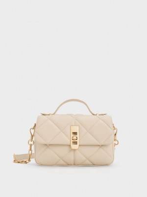 Charles & Keith Anwen Gesteppt Top Handle Bag Beige | JPQX36781