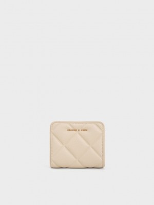 Charles & Keith Anwen Gesteppt Zip-Around Wallet Beige | DMBO69807