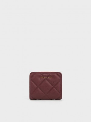 Charles & Keith Anwen Gesteppt Zip-Around Wallet Bordeaux | WBRE74395