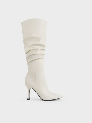 Charles & Keith Aster Ruched Knee-High Boots Rosa | LUCT39461
