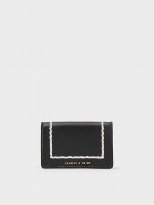 Charles & Keith Astra Contrast Trim Wallet Schwarz | NYGD42508
