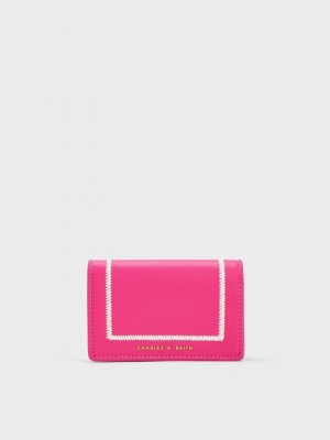 Charles & Keith Astra Contrast Trim Wallet Fuchsie | KXAO26173