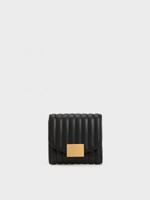Charles & Keith Astrid Panelled Small Wallet Schwarz | HGFY56874