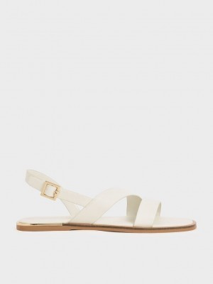 Charles & Keith Asymmetric Riemen Slingback Flats Rosa | EJFL15429
