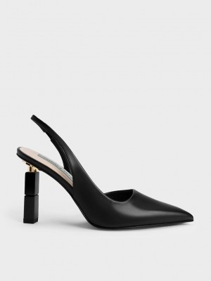 Charles & Keith Asymmetric Sculptural Heel Pumps Schwarz | QNAS58671
