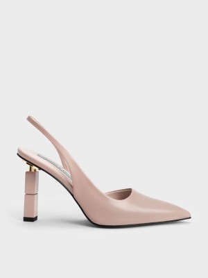 Charles & Keith Asymmetric Sculptural Heel Pumps Beige | PBXJ37146