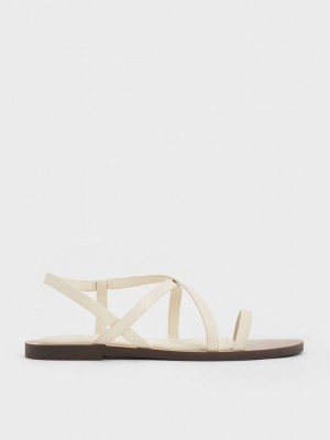 Charles & Keith Asymmetrical Riemchen Sandals Rosa | DMSE75496
