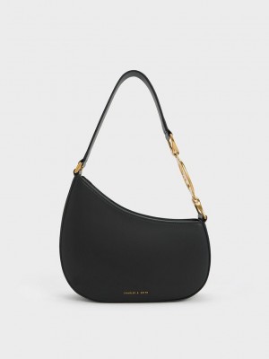 Charles & Keith Asymmetrical Shoulder bag Schwarz | CWNR02675