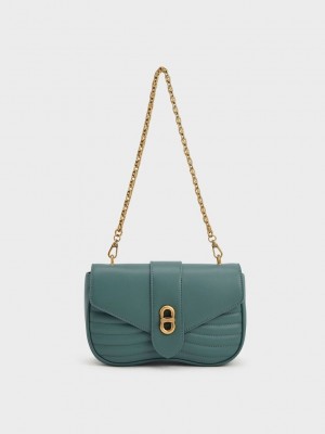 Charles & Keith Aubrielle Panelled Crossbody Bag Türkis | YSNV80274