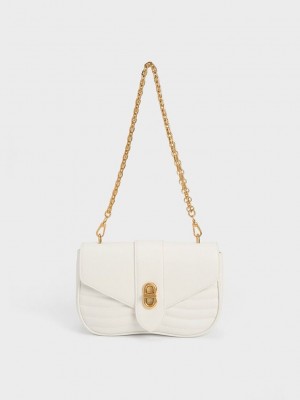 Charles & Keith Aubrielle Panelled Crossbody Bag Weiß | JACL38016