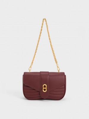 Charles & Keith Aubrielle Panelled Crossbody Bag Dunkelschokolade | GVWT63920