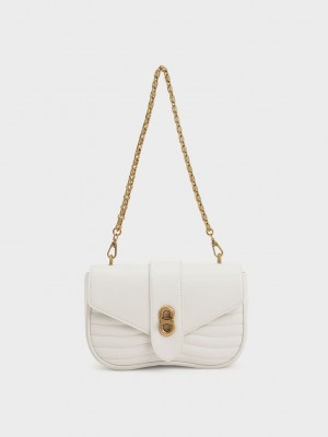 Charles & Keith Aubrielle Panelled Crossbody Bag Weiß | DKPY41503