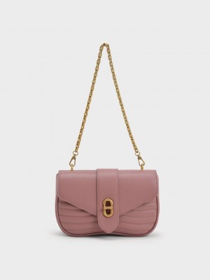 Charles & Keith Aubrielle Panelled Crossbody Bag Lila | ZIHS02673