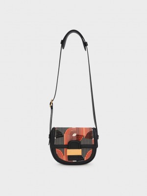 Charles & Keith Aurea Gestrickt Saddle Crossbody Bag Orange | PACK31769