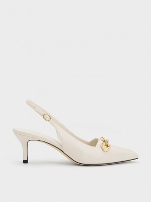 Charles & Keith Avani Chunky Chain-Embellished Slingback Pumps Rosa | BHEC95032