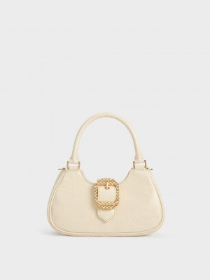 Charles & Keith Avis Belted Top Handle Bag Weiß | CVGH37465