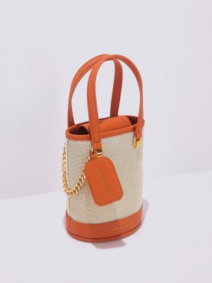 Charles & Keith Avis Cylindrical Bucket Bag Orange | PKDT02564