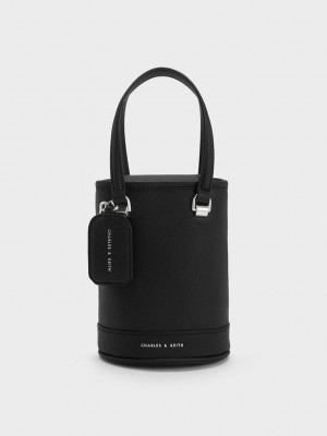 Charles & Keith Avis Cylindrical Bucket Bag Schwarz | CLTX86507