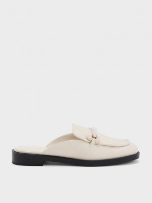 Charles & Keith Beaded Accent Loafer Mules Rosa | FLOR43197