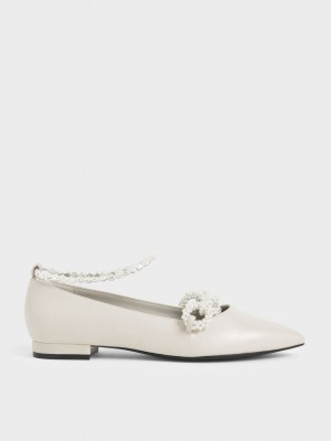 Charles & Keith Beaded Mary Jane Flats Rosa | TVWD52197