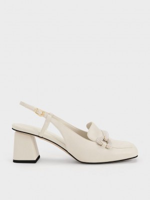 Charles & Keith Beaded Slingback Loafer Pumps Rosa | ZOKB48127