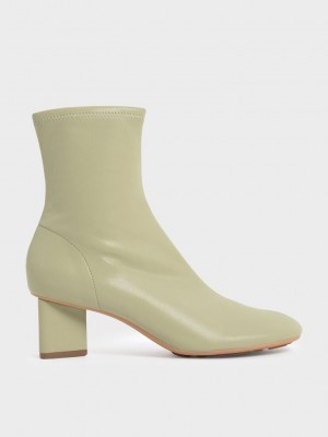 Charles & Keith Blade Heel Ankle Boots Olivgrün Grün | JIDZ51387