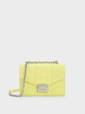 Charles & Keith Blanche Chevron Chain Handle Bag Gelb | RDBA46597